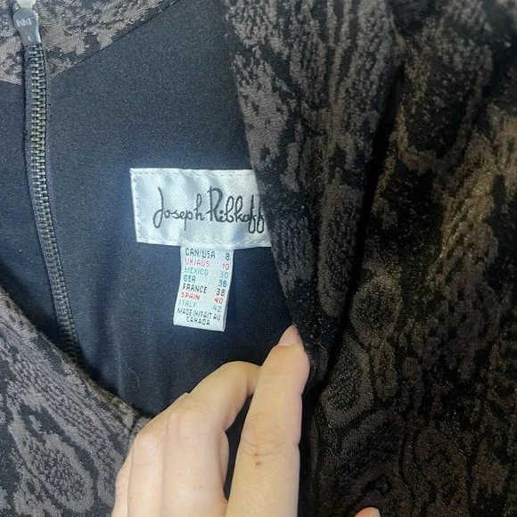 Joseph Ribkoff  Dress Snake Skin Print Black Brown Long Sleeve Size 8‎ Y2K Soft - Picture 6 of 9